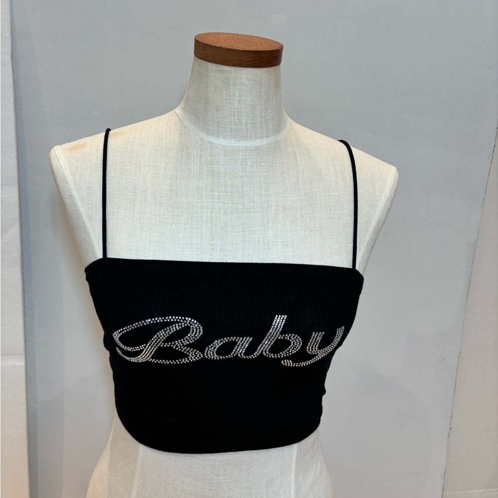 SHEIN Black Ribbed Crop Top